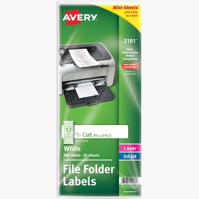 Avery Mini-Sheets File Folder Labels, 2/3" x 3-7/16", 300ct (2181)