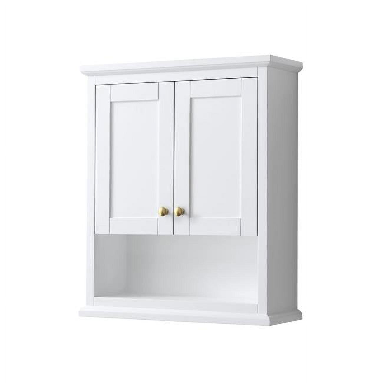 Avery Over-the-Toilet Bathroom Wall-Mounted Storage Cabinet in White with Brushed Gold Trim