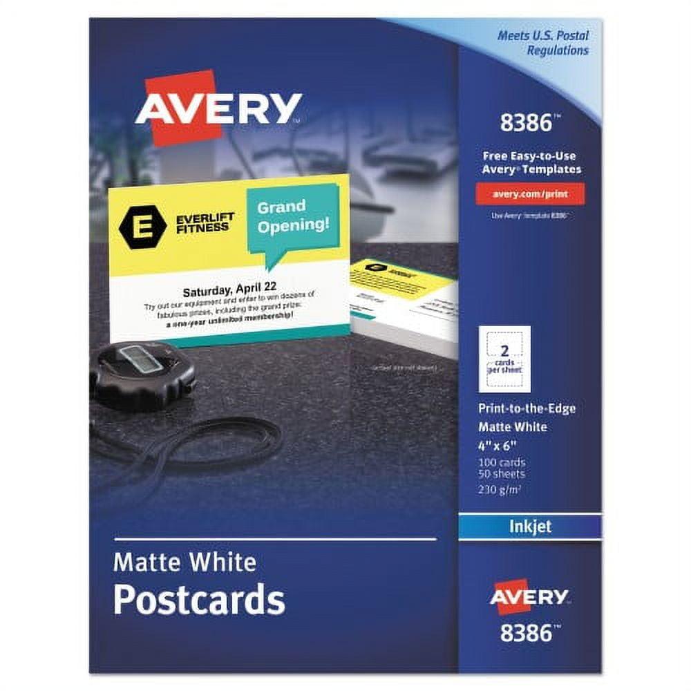 Avery Printable Postcards with Sure Feed, 4" x 6",White (8386)