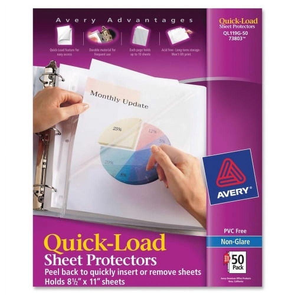 Avery Quick Top & Side Loading Sheet Protectors Letter Non-Glare 50/Box 73803