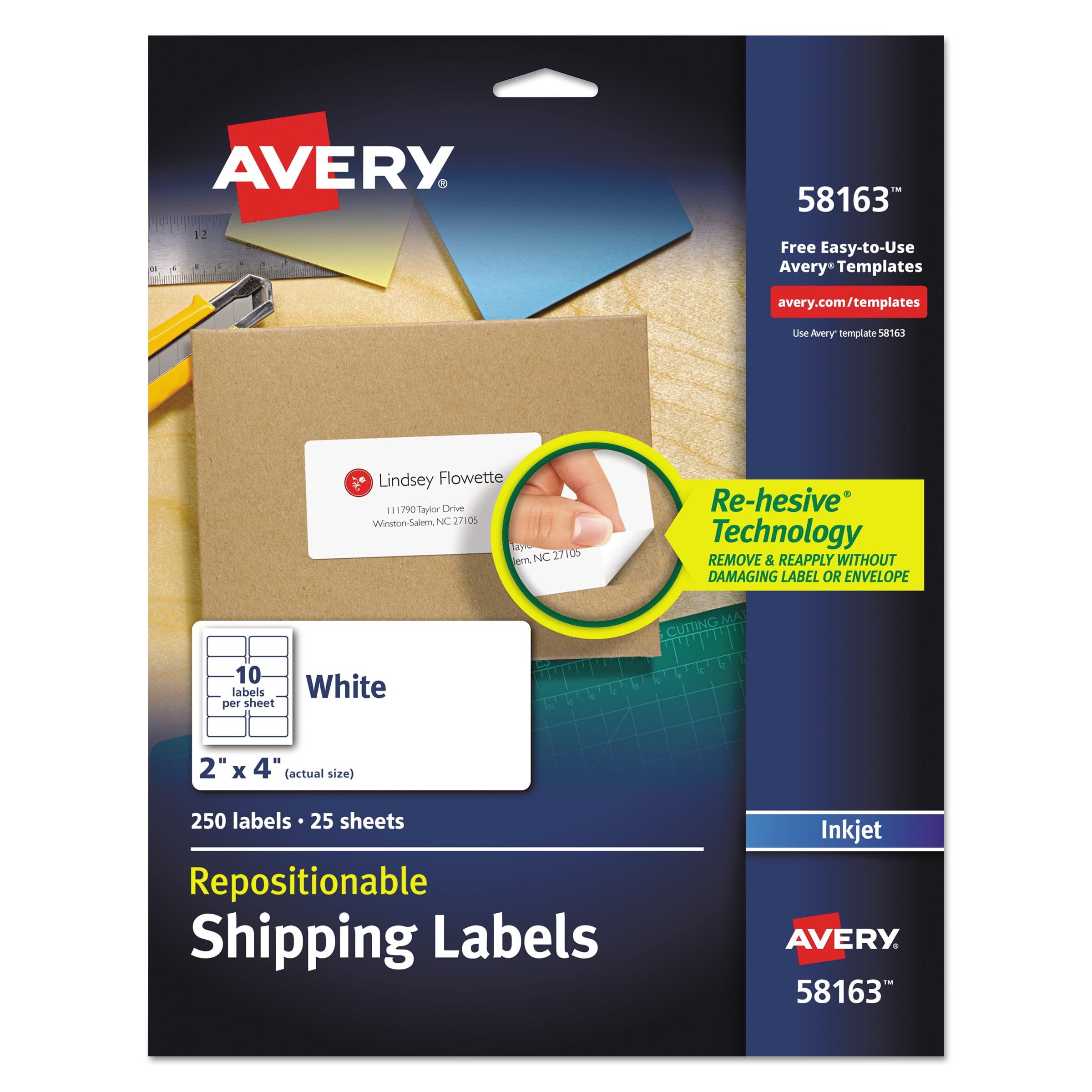 Avery Repositionable Labels, Sure Feed, 2" x 4", 250 Labels (58163)