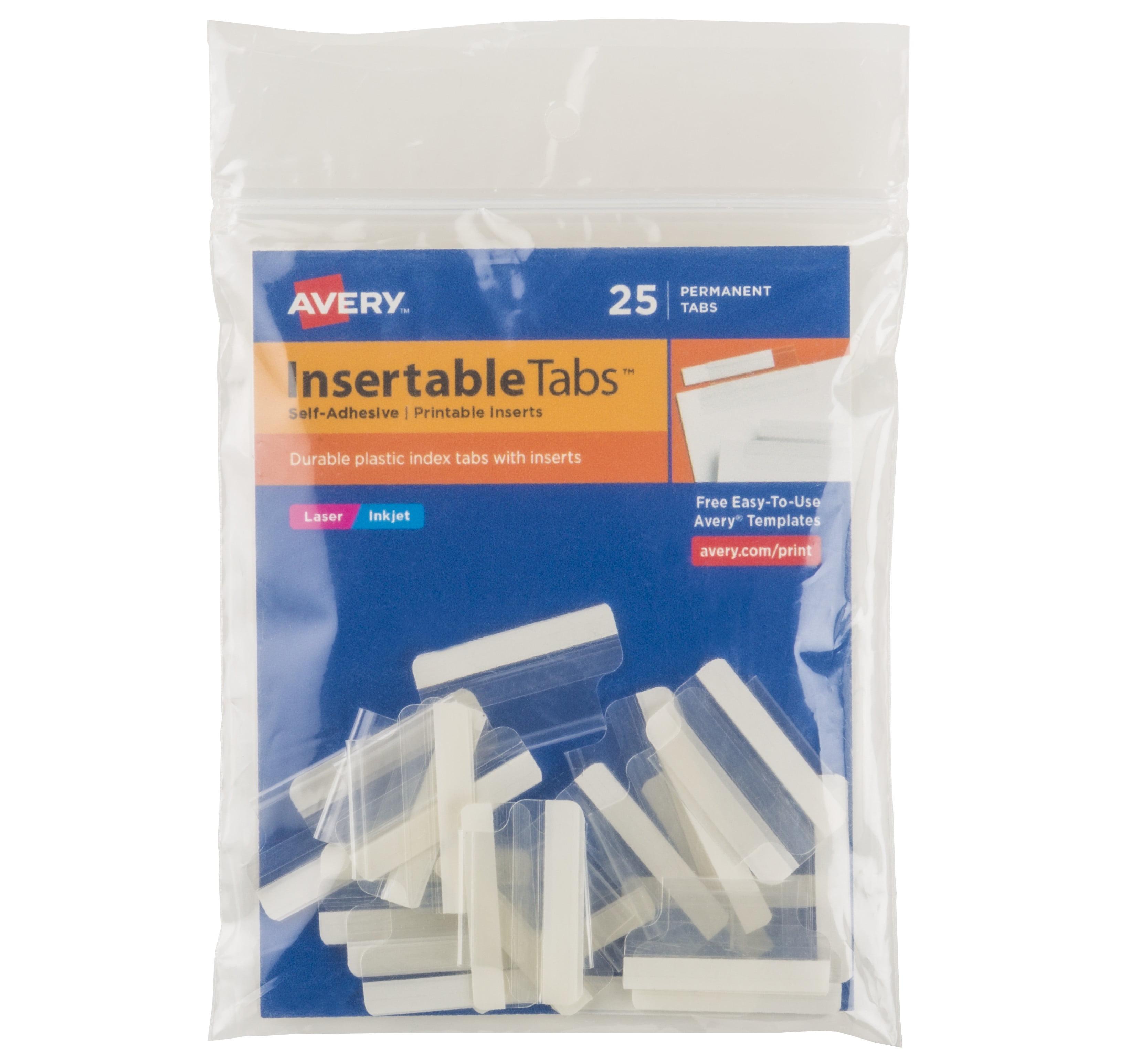 Avery Insertable Index Tabs with Printable Inserts One Clear Tab 25/Pack 16221