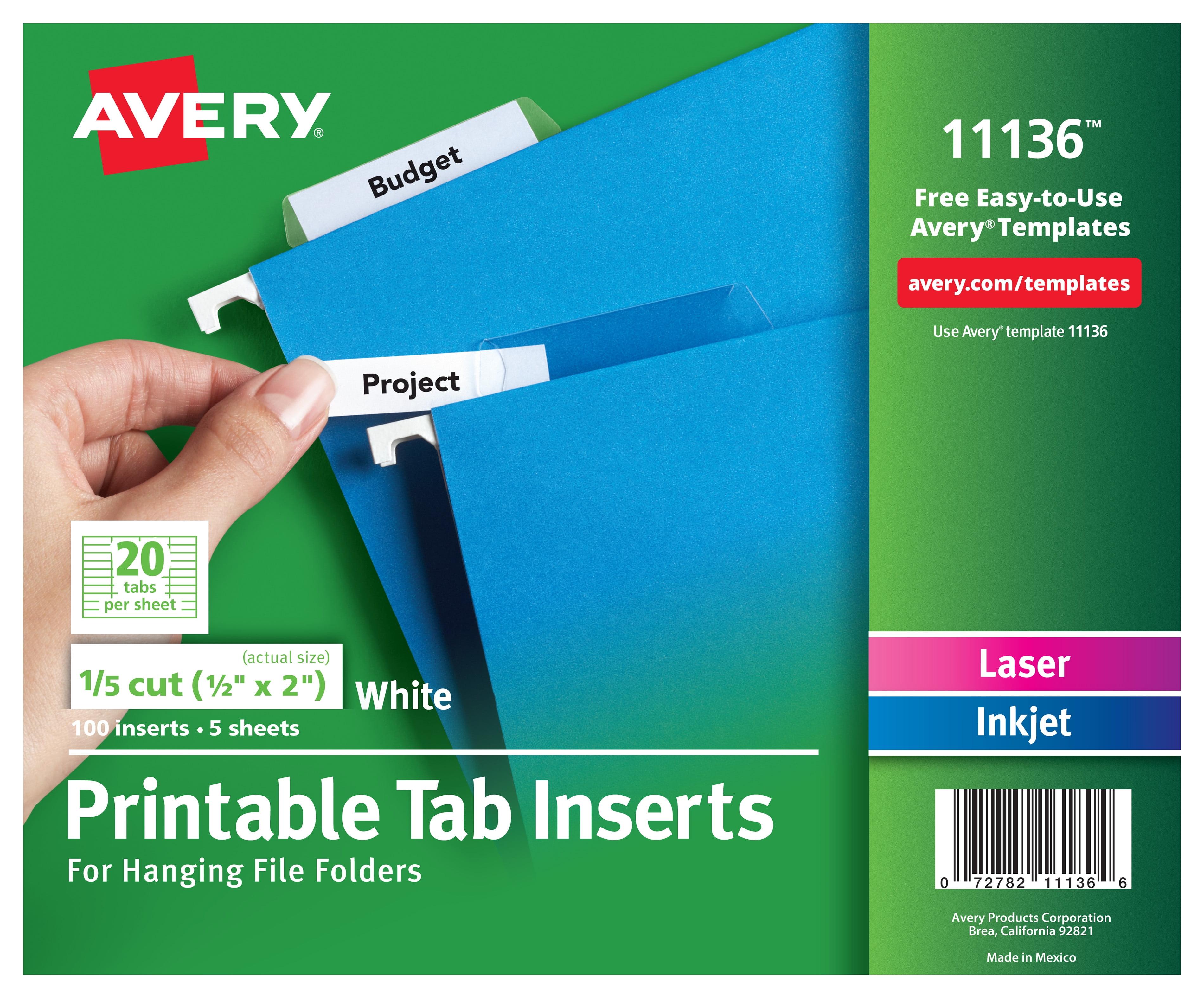 Avery Consumer Products Avery® Laser/Ink Jet Inserts For Hanging File Fold Paper Hanging Files Cabinet