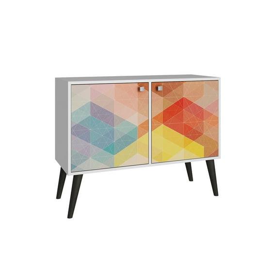 Avesta 2.0 Double Side Table White - Manhattan Comfort: Modern Corner Accent Table, Bedroom & Office Use