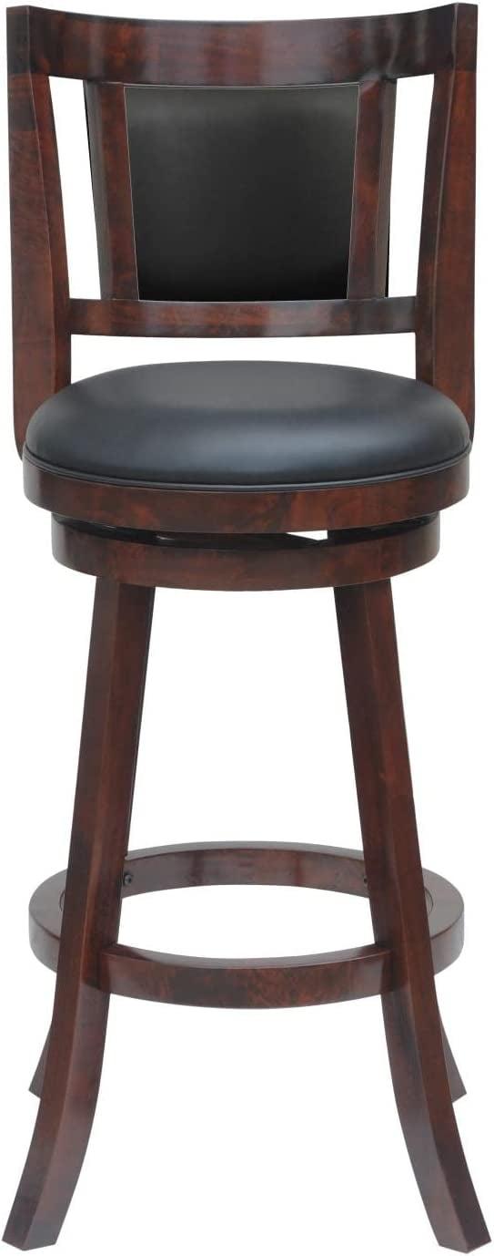 Avianna 29" Cherry Swivel Bar Stool with Leather Seat