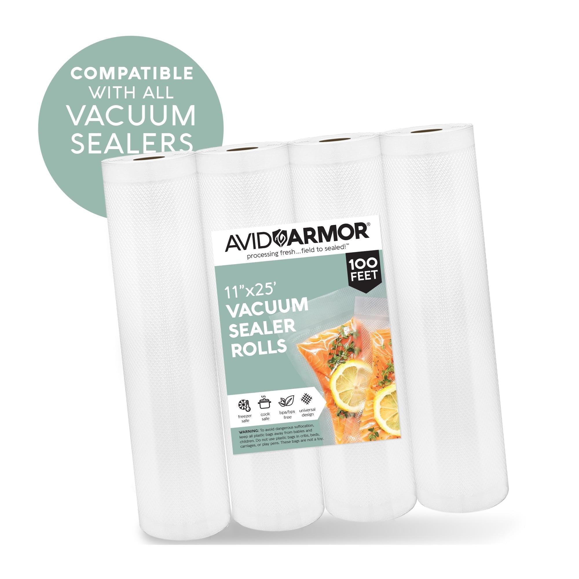 Avid Armor Vacuum Seal Bags, 11" x 25' Food Saver Bags for Sealer, Clear, 4 Rolls
