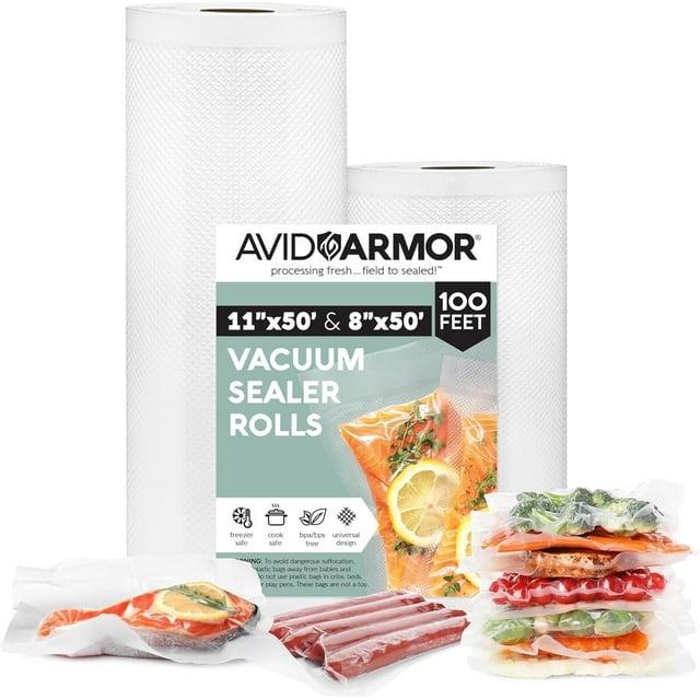 Avid Armor Vacuum Sealer Bags for Food, 11''x50' & 8''x50' Vacuum Heat-Seal Rolls, 100ft Food Saver Bags