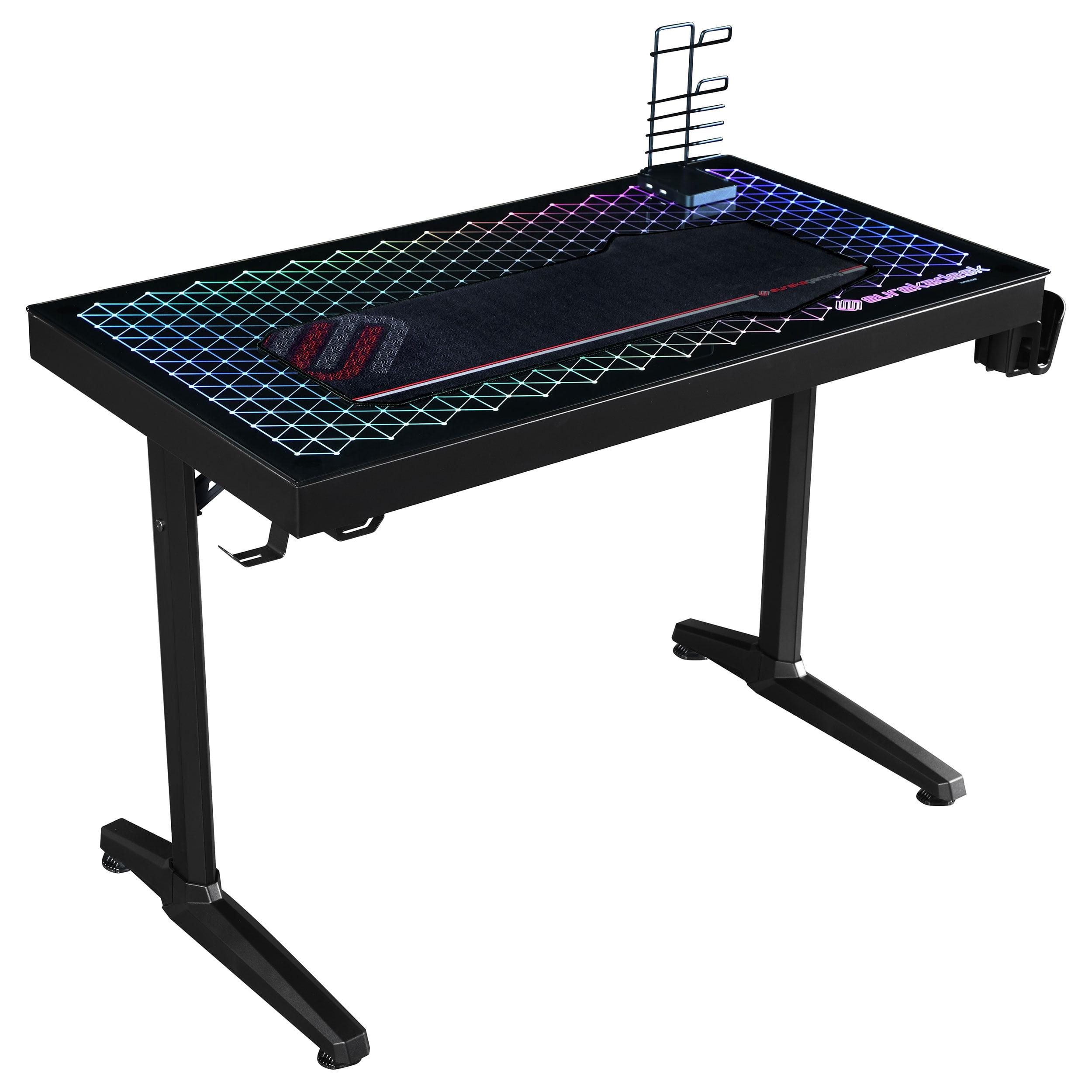 Avoca 43'' Contemporary Black Tempered Glass Gaming Desk with USB