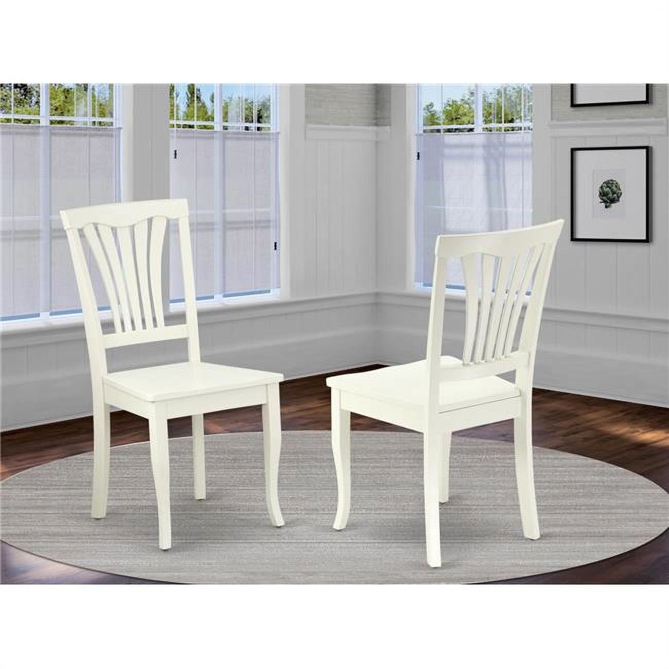 Linen White Rubberwood Dining Chairs with Slat Back - Set of 2