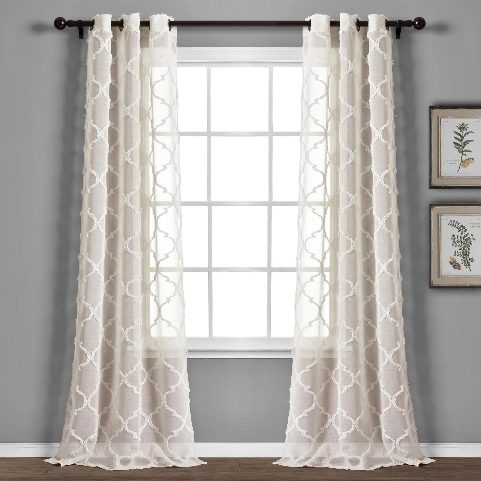 Lush Decor Avon Trellis Sheer Polyester Sheer Curtain Pair (Set of 2)