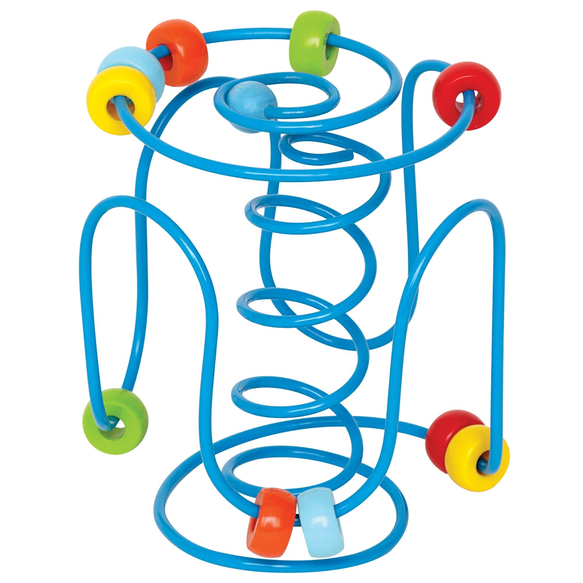 Hape: Spring-A-Ling - Wooden Beads & Blue Spiral Wire Maze, Ages 6mo+