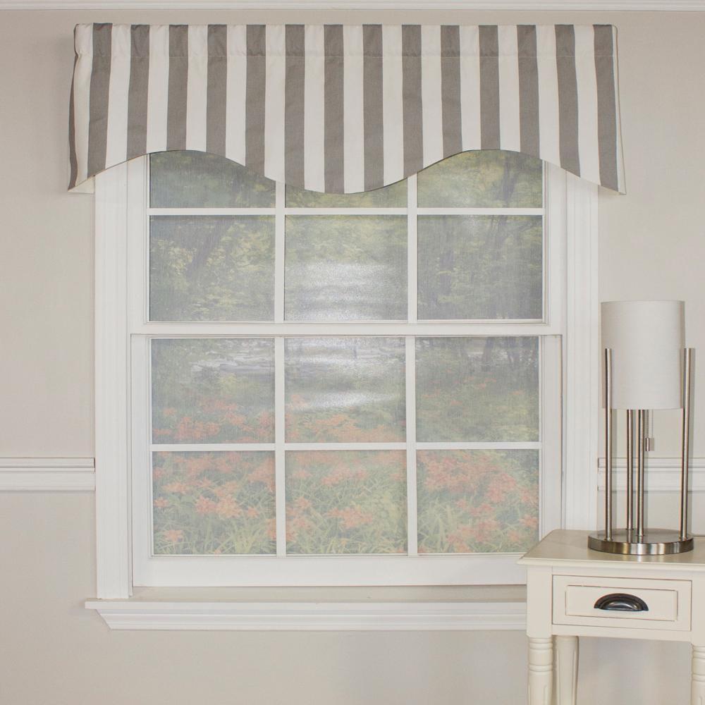 Gray and White Striped Cotton Window Valance