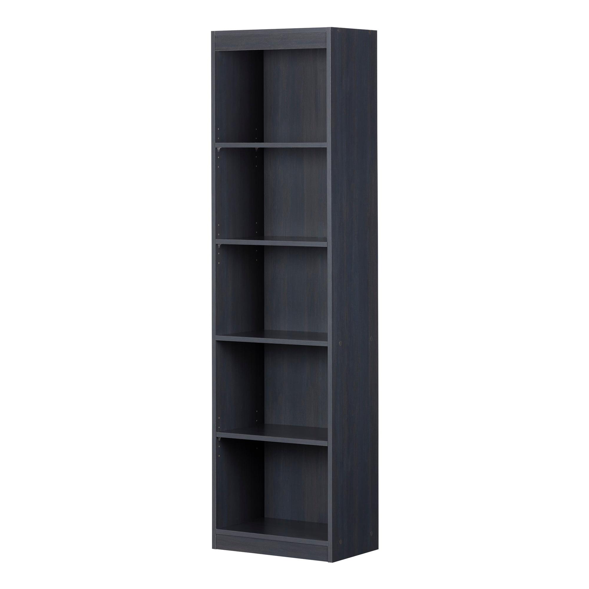 Blueberry Sleek 5-Shelf Adjustable Narrow Bookcase