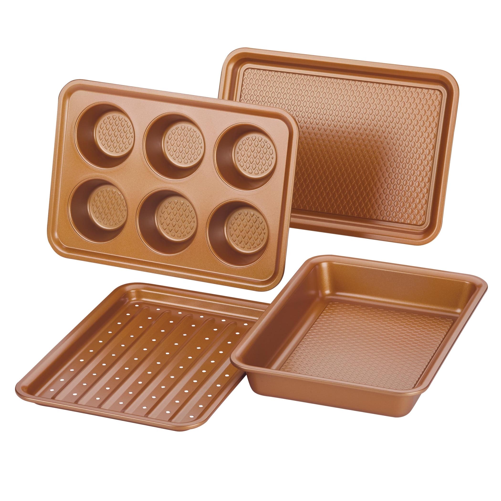 Copper Nonstick 4-Piece Toaster Oven Bakeware Set