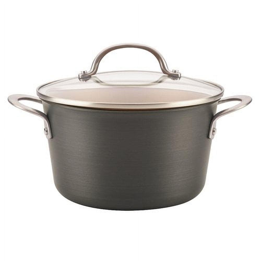 Ayesha Curry Ayesha Curry Home Collection Hard Anodized Nonstick Sauce Pot with Lid, 4.5 Quart, Gray