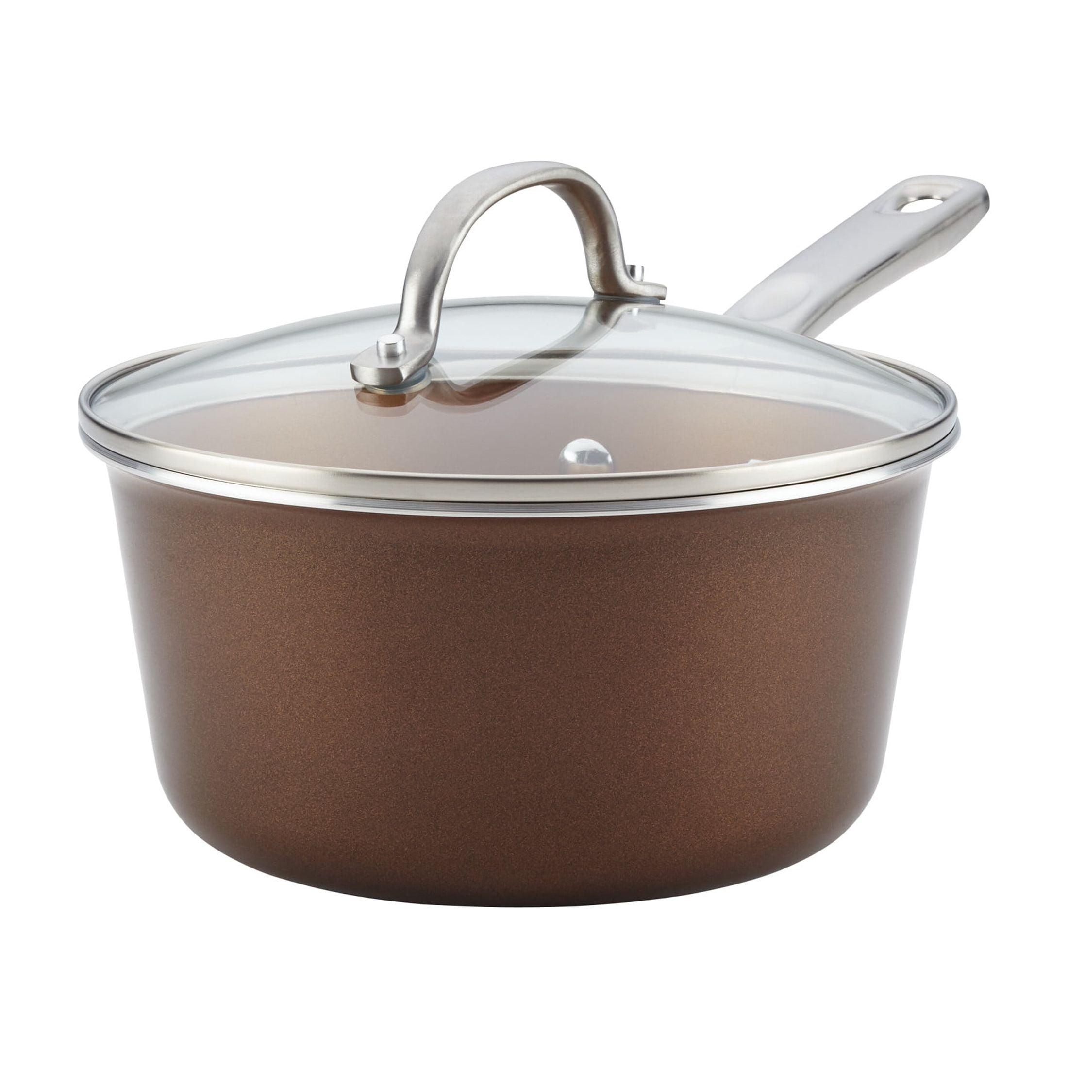Ayesha Curry Ayesha Home Collection Porcelain Enamel Nonstick Saucepan with Lid, 3-Quart
