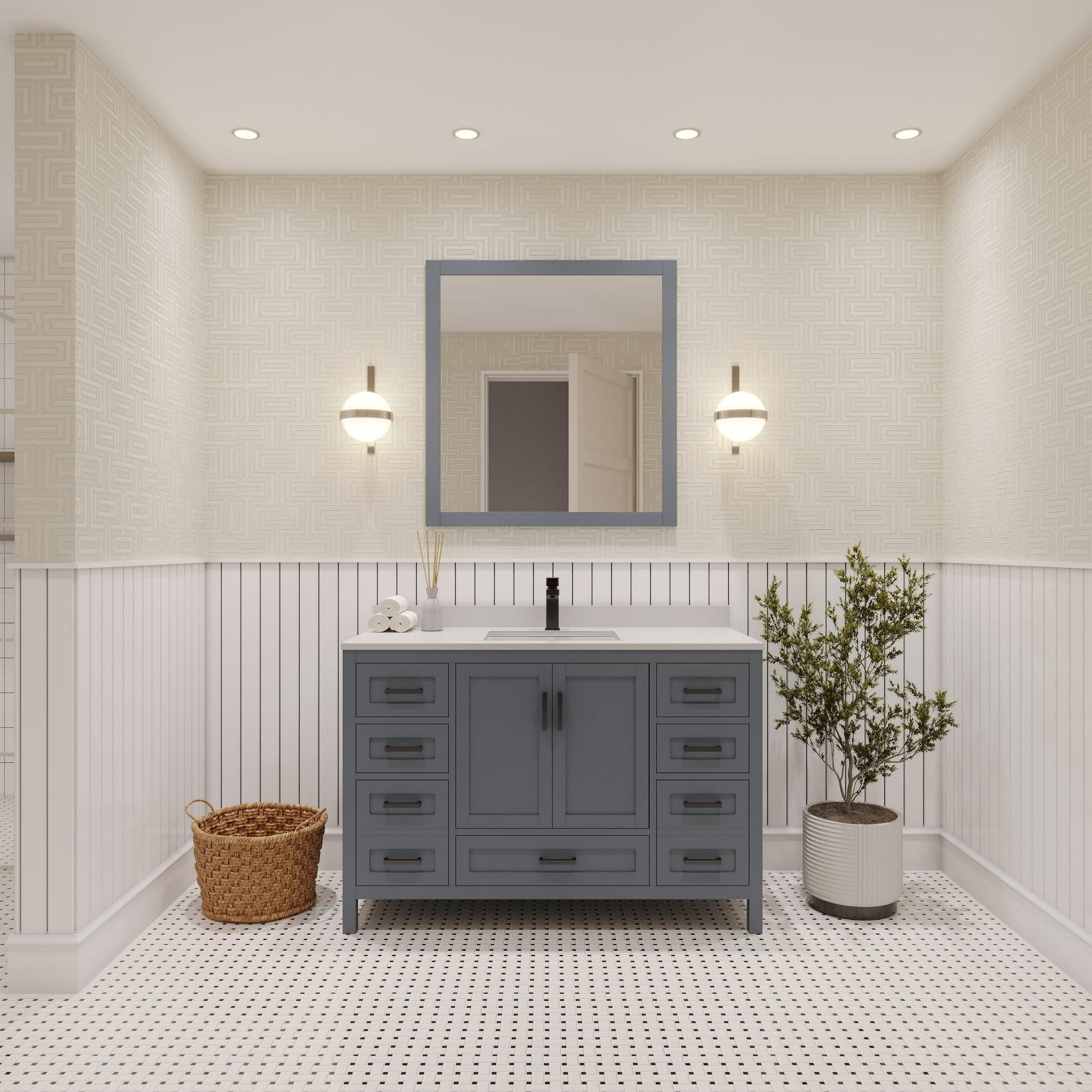 Ayna Decors Rooh 48'' Single Bathroom Vanity with White Quartz Top