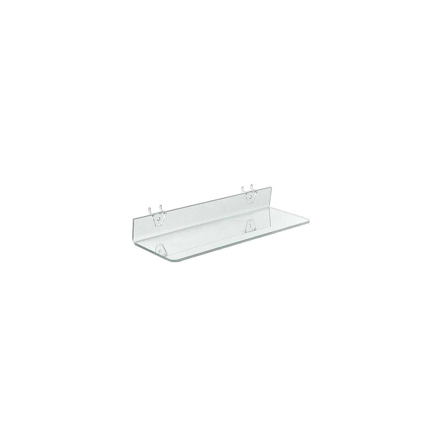 Clear Acrylic Shelf for Pegboard & Slatwall 16" x 4" x 2", 4-Pack