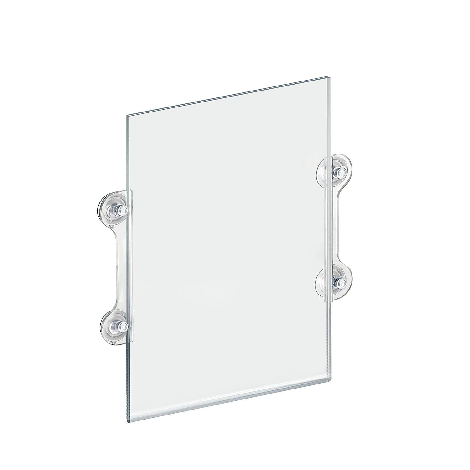 Azar Displays Clear Acrylic Window/Door Sign Holder Frame with Suction Cups 11"W x 17''H, 2-Pack