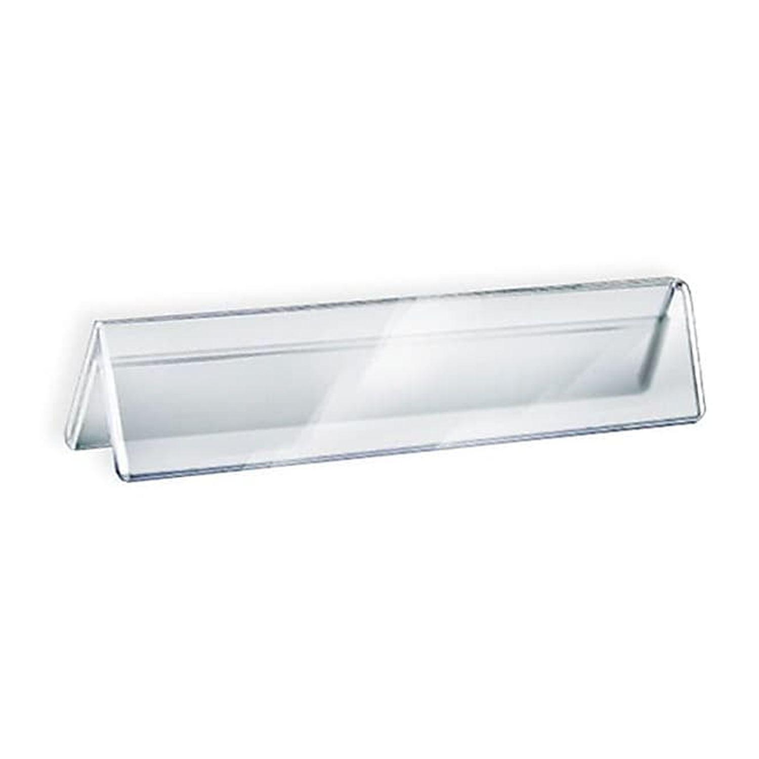 Azar Displays Two Sided Tent Style Clear Acrylic Sign Holder and Nameplate, Size: 8.5" W x 2" H on each side, 10-Pack (Set of 10)