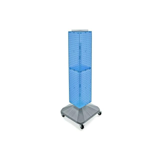 Azar 40"(H) x 8"(W) x 8"(D) 4-Sided Interlocking Pegboard Display Tower With Square Base Blue