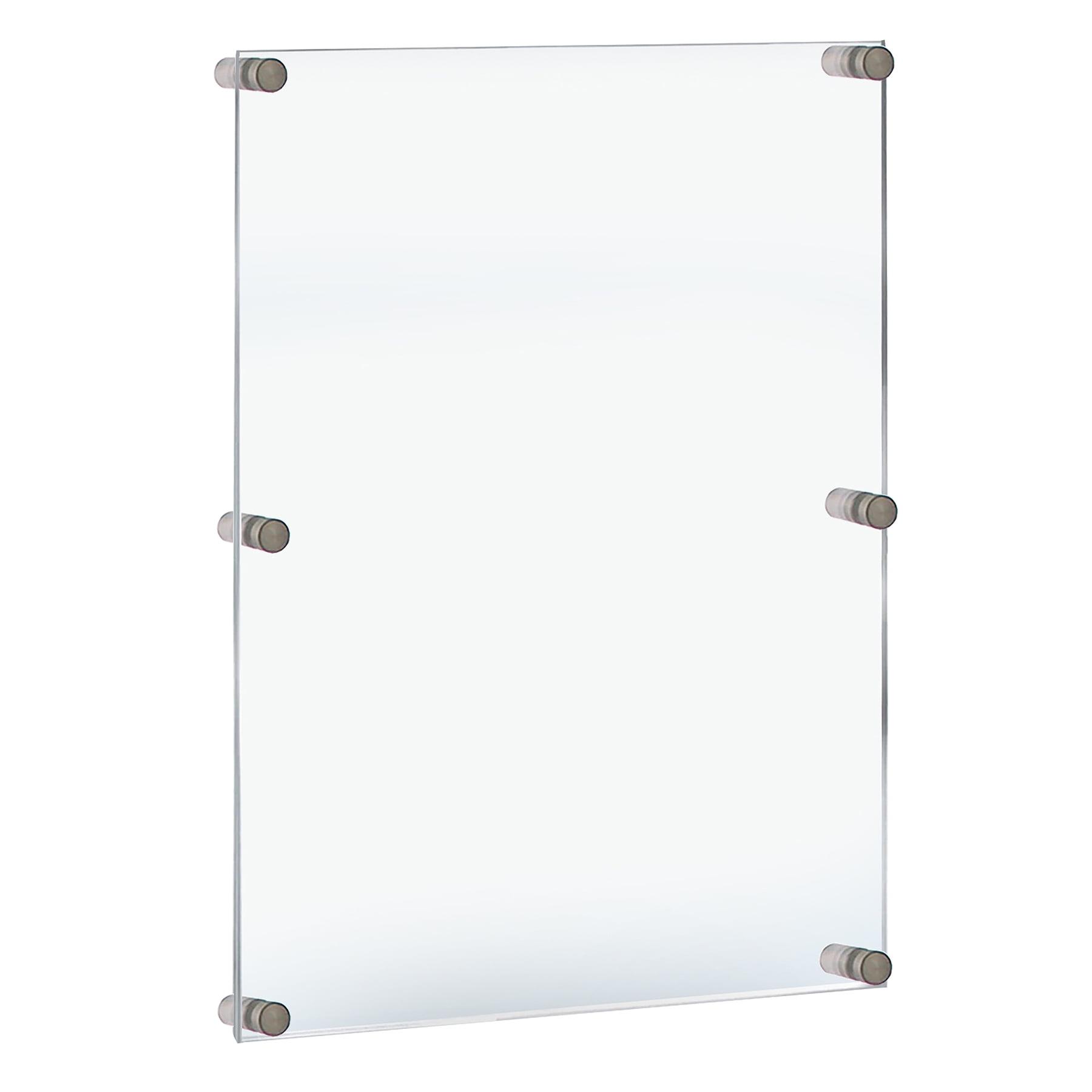 Azar Displays Floating Acrylic Wall Frame with Silver Stand Off Caps: 24" x 36" Graphic Size, Overall Frame Size: 28" x 40"