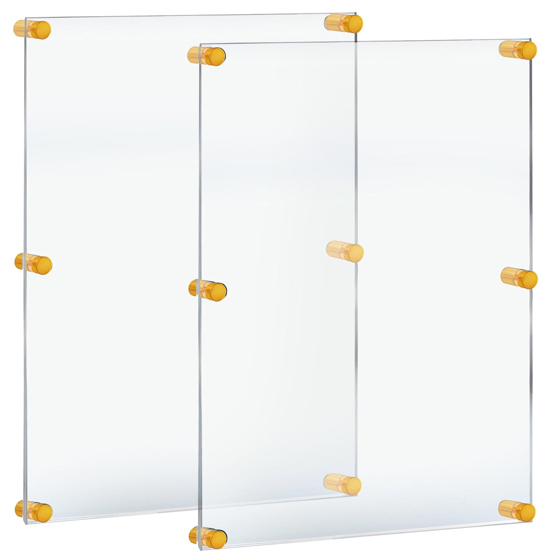 Azar Displays 105536-GLD-2PK Floating Acrylic Wall Frame, Clear Hanging Photo Frame Display Mount with Frameless Border, for Large Prints, 24" x 36", Gold (Pack of 2)