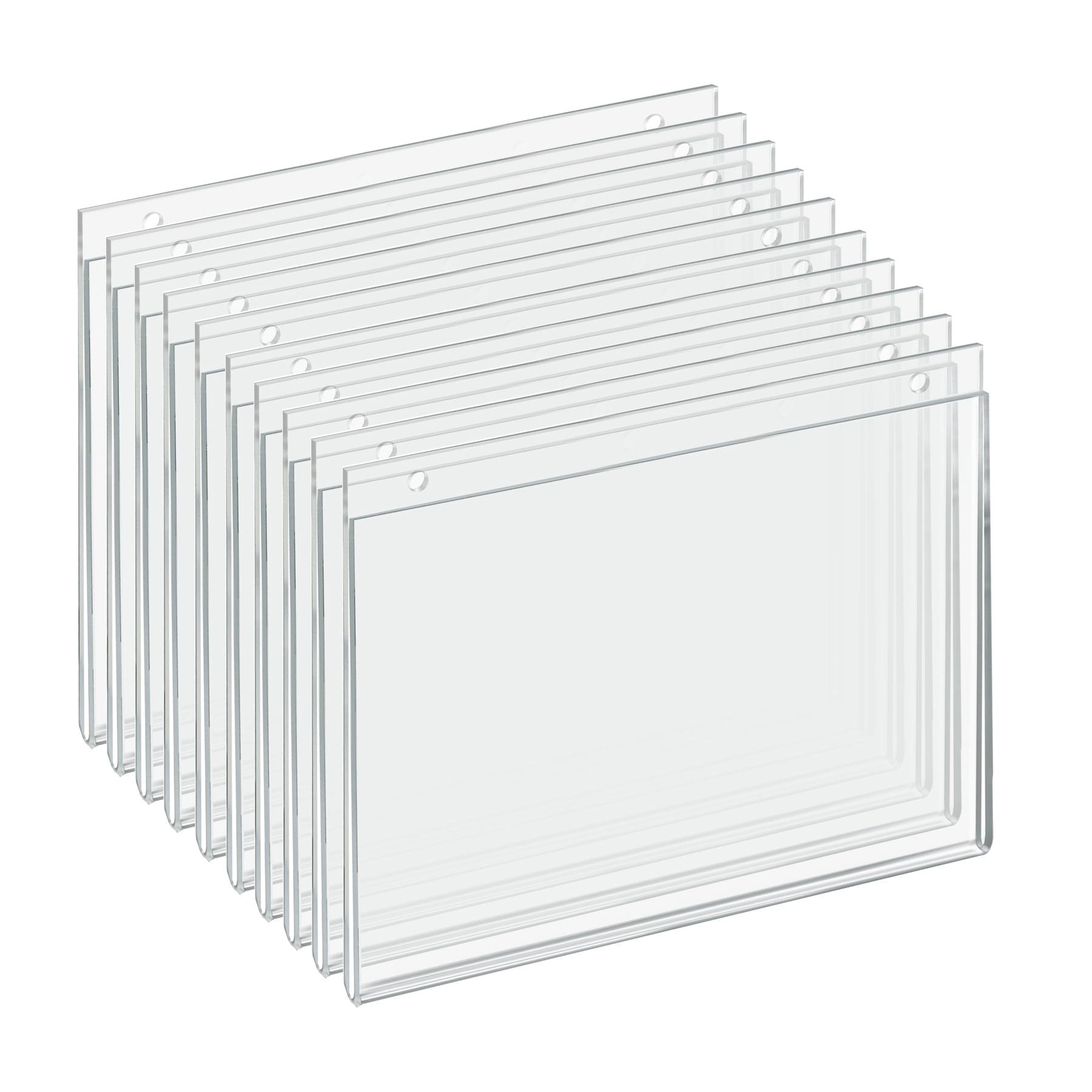 Clear Acrylic Horizontal Wall Mount Sign Holder, 8.5" x 11", 10-Pack