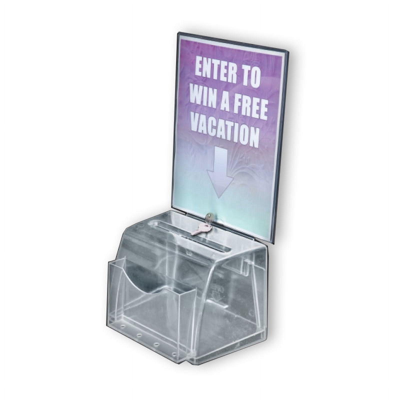 Azar Displays 206009 Clear Medium Molded Lottery Box with Pocket, Lock and Key
