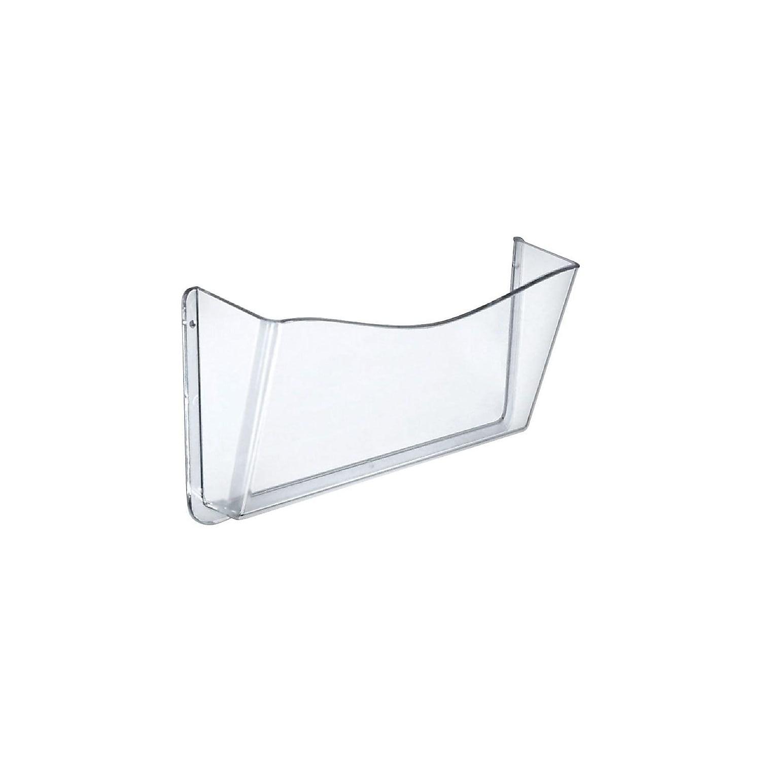 Clear Plastic Wall Mount File Holder with Hanging Hardware, 4-Pack