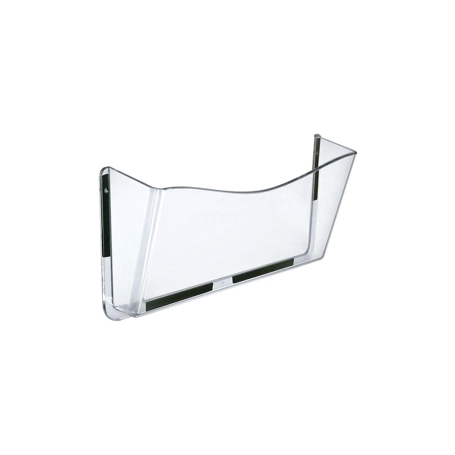 Azar Displays Clear Plastic Wall Mount File Holder with Magnets, 4-Pack (Set of 4)