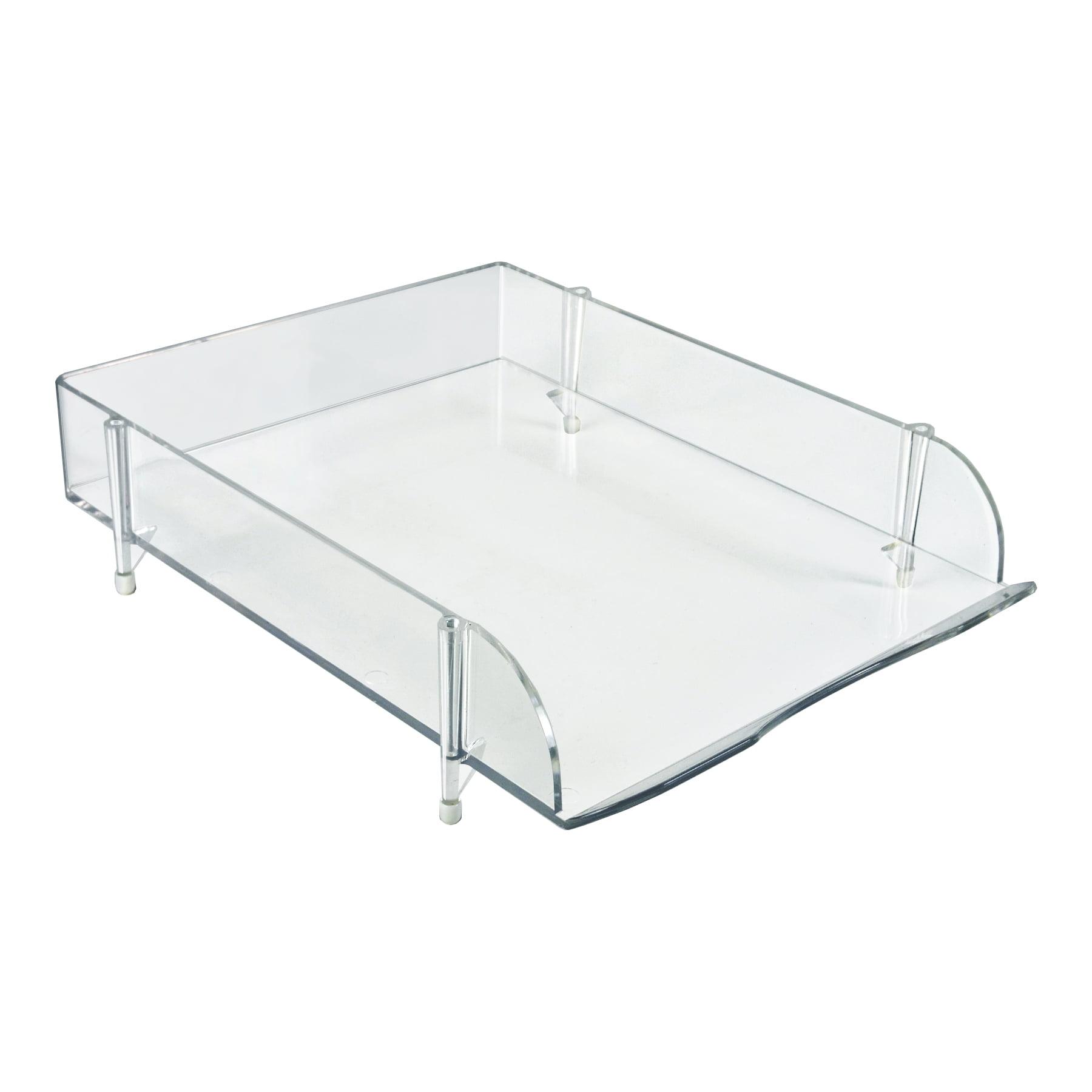 Stackable Clear Letter Tray Desk Organizer, 4-Pack (Set of 4)