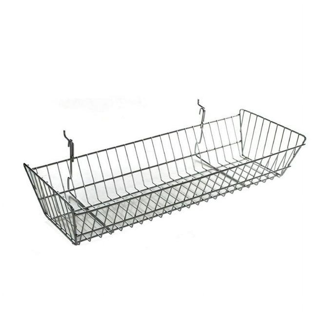 Azar Displays 5"H Chrome Wire Basket, 2-Pack (Set of 2)
