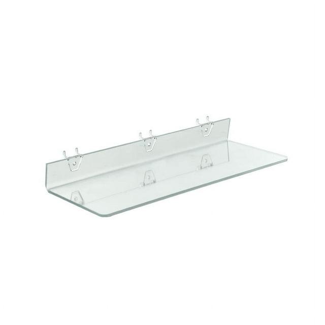 Clear Acrylic Shelf for Pegboard & Slatwall 20" x 6" x 2", 4-Pack