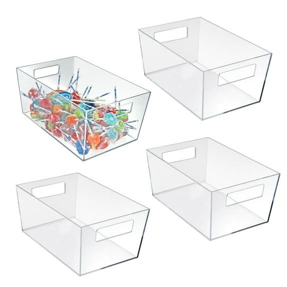Azar Displays X-Large Organizer Storage Tote Bin with Handle 13"W x 9.5"D x 6.5"H, 4-Pack (Set of 4)