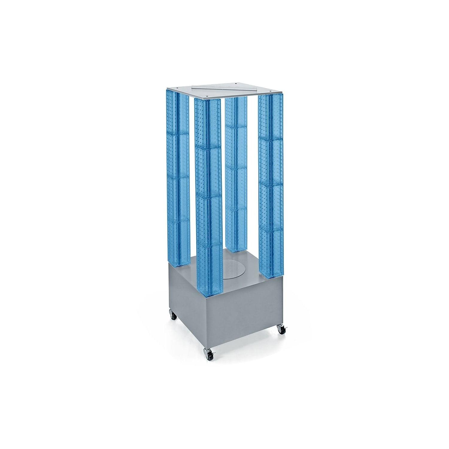 Azar Displays 700228-BLU Multi-Tower Pegboard Floor Display on Wheeled Base. Panel Size: 4"W x 48"H
