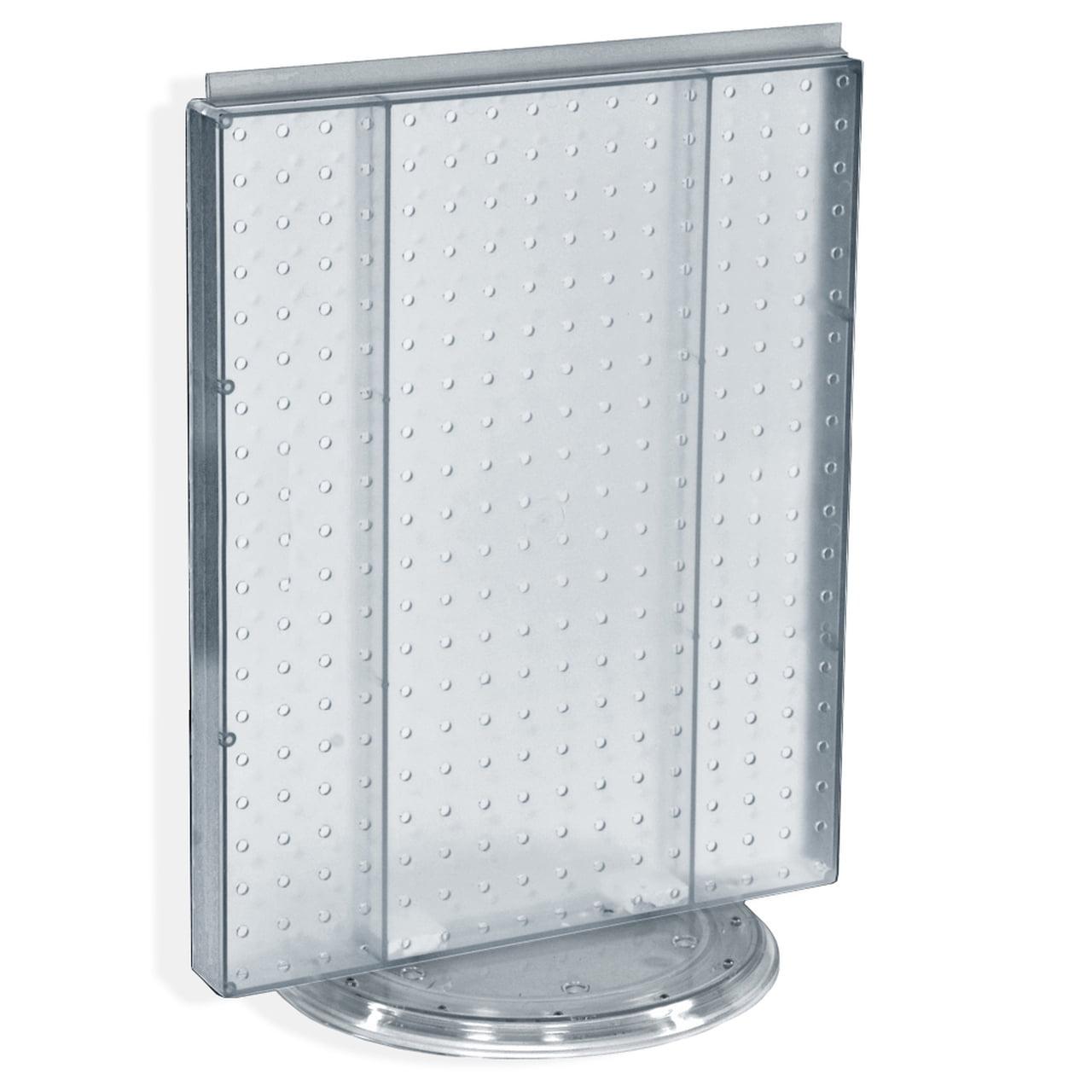 Clear Revolving 16"W x 20.25"H Countertop Pegboard Display with T-Strip Sign Holder