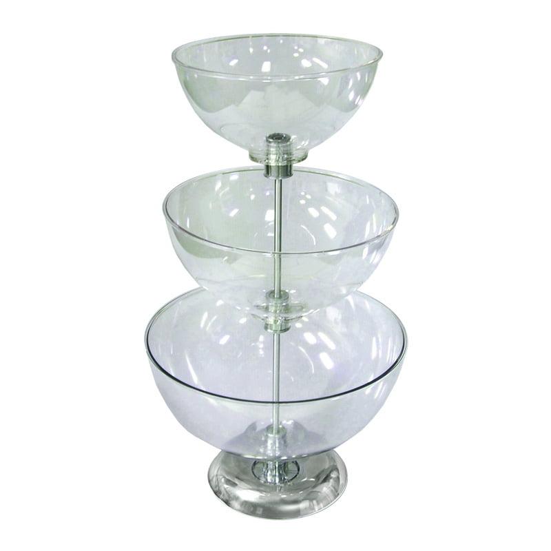 Clear Polycarbonate Three-Tier Bowl Counter Display