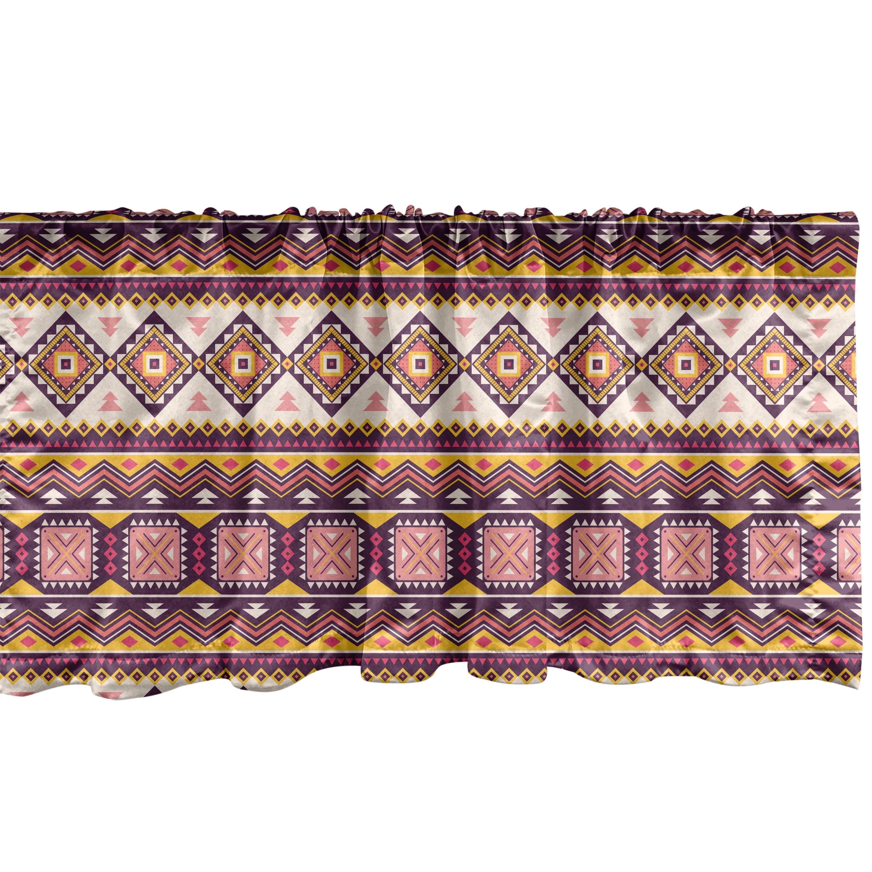 Ambesonne Aztec Valance Pack of 2 Triangles Vibrant Tone Art Salmon Eggplant