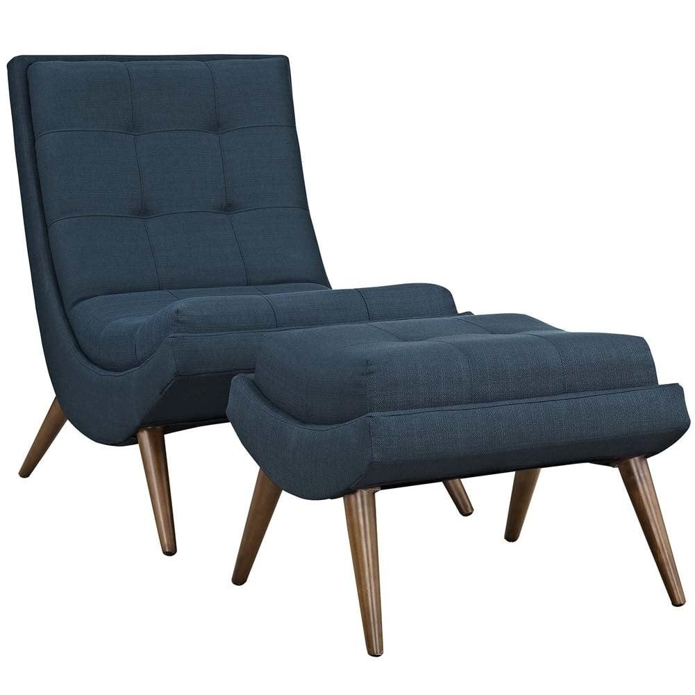 Modway Ramp Mid Century Fabric Lounge Chair Set