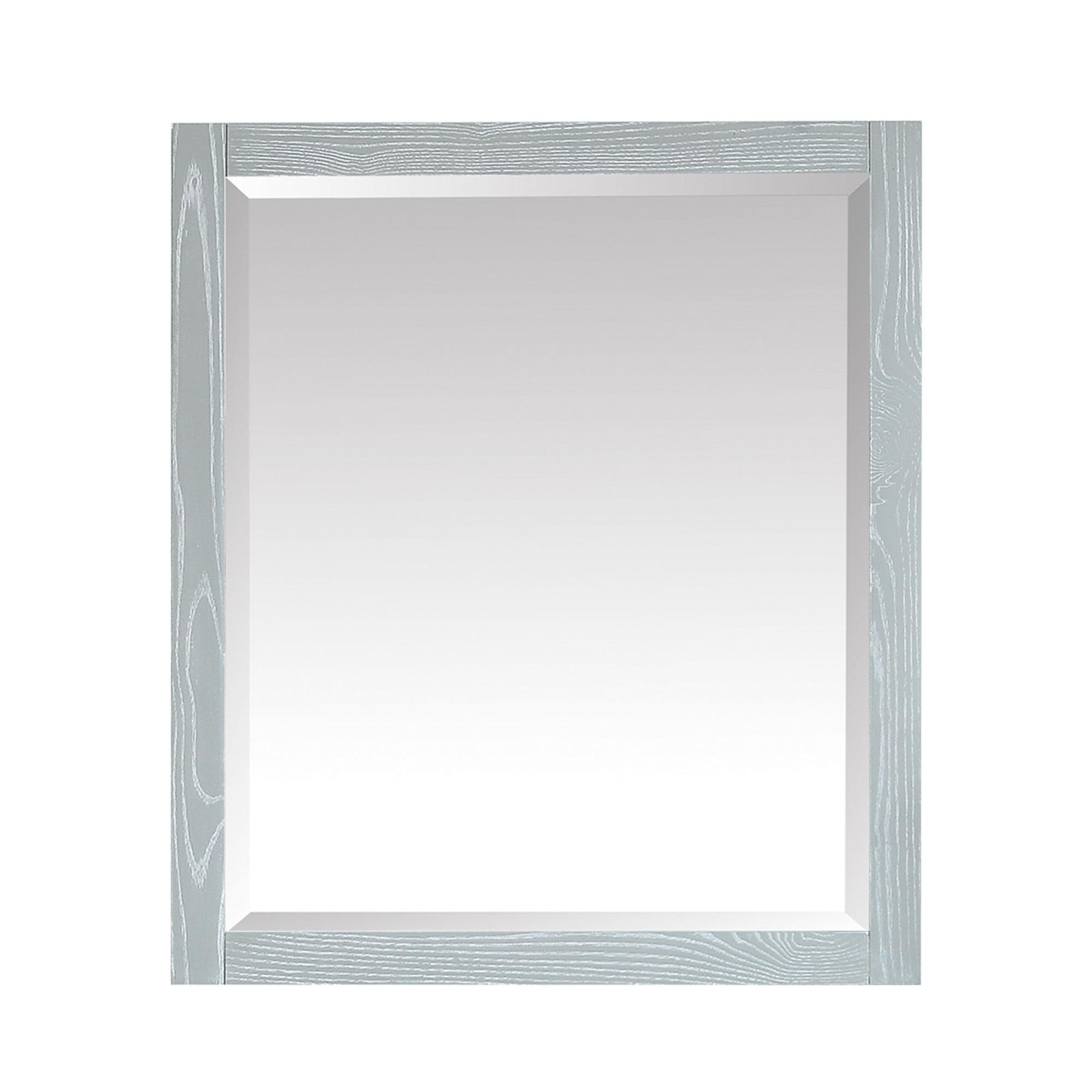Sea Salt Gray 32"x28" Contemporary Rectangular Wood Vanity Mirror