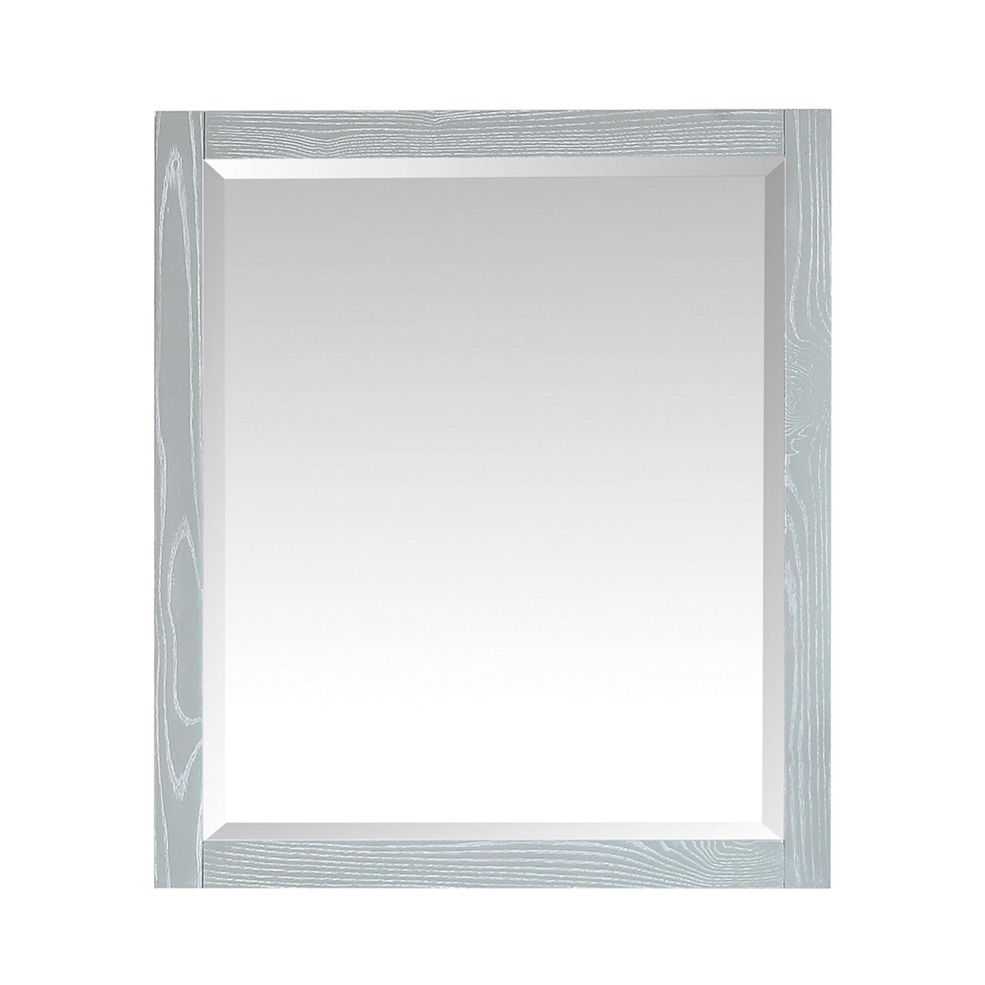 Azzuri Riley-M28 Riley 32" X 28" Rectangular Framed Beveled Edge Mirror - Sea Salt Gray