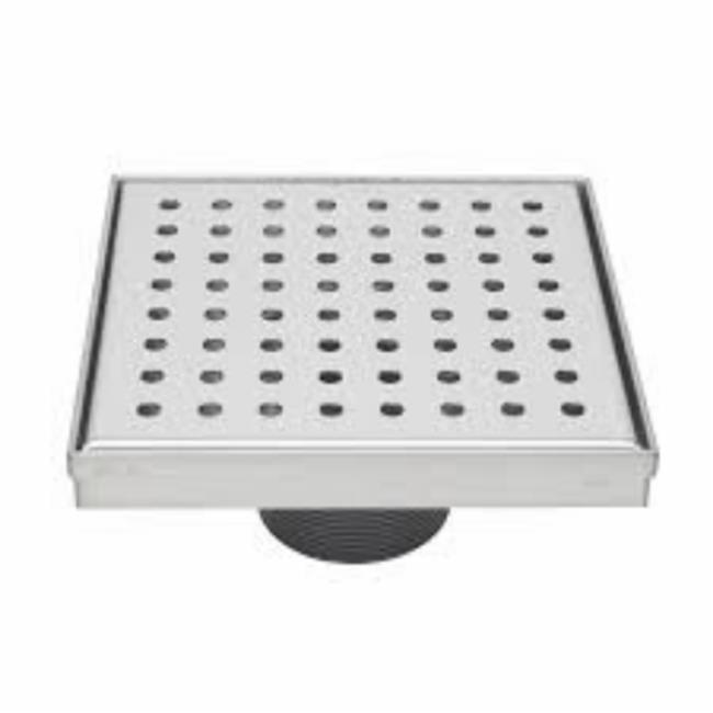 6" Square Shower Drain with Zero Pattern Grate