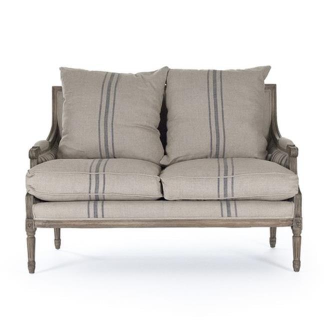 B007-2 E255-3 Stripe Blue Louis Settee- 48 x 34.75 x 27 in.