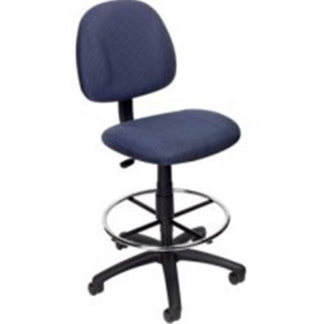 Ergonomic Blue Fabric Drafting Stool with Metal Base