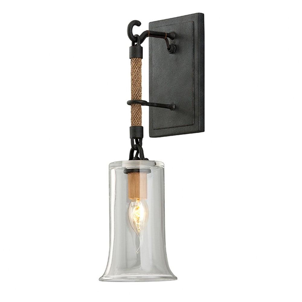 Shipyard Bronze Direct Wired 1-Light Wall Sconce with Clear Antique Glass