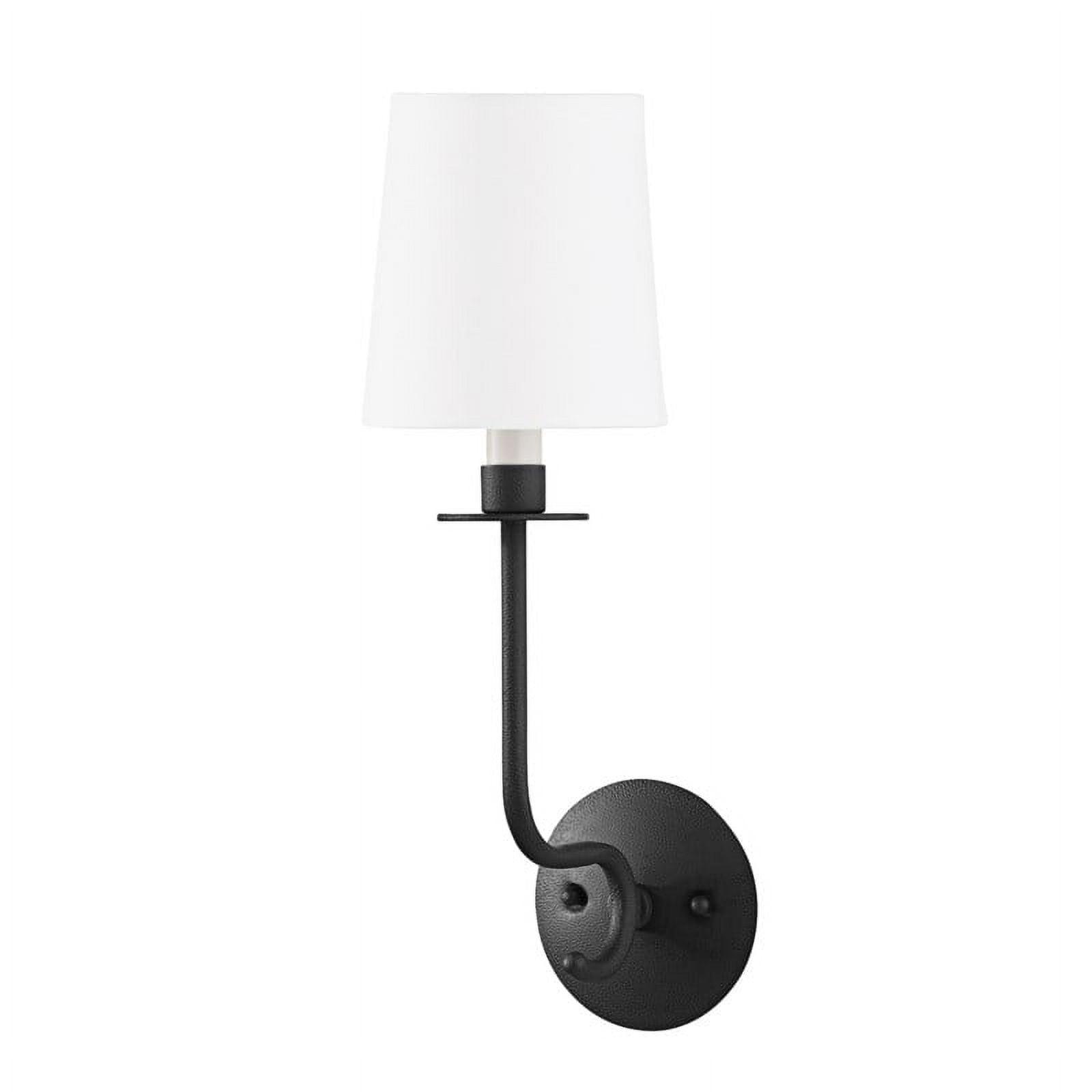 Bodhi Dimmable Modern Farmhouse Black Iron Sconce with White Linen Shade