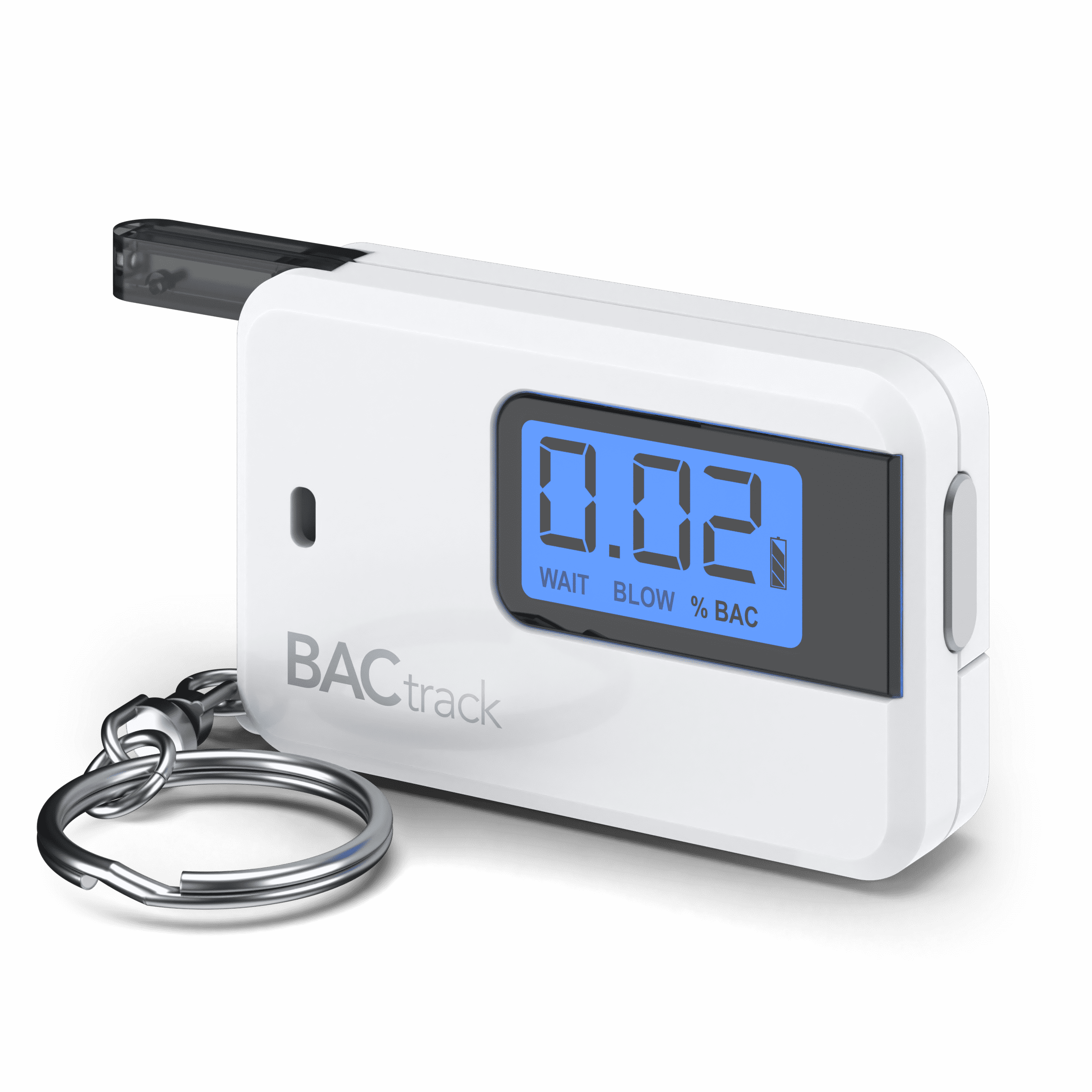 White Ultra-Portable Keychain Breathalyzer with LCD Display