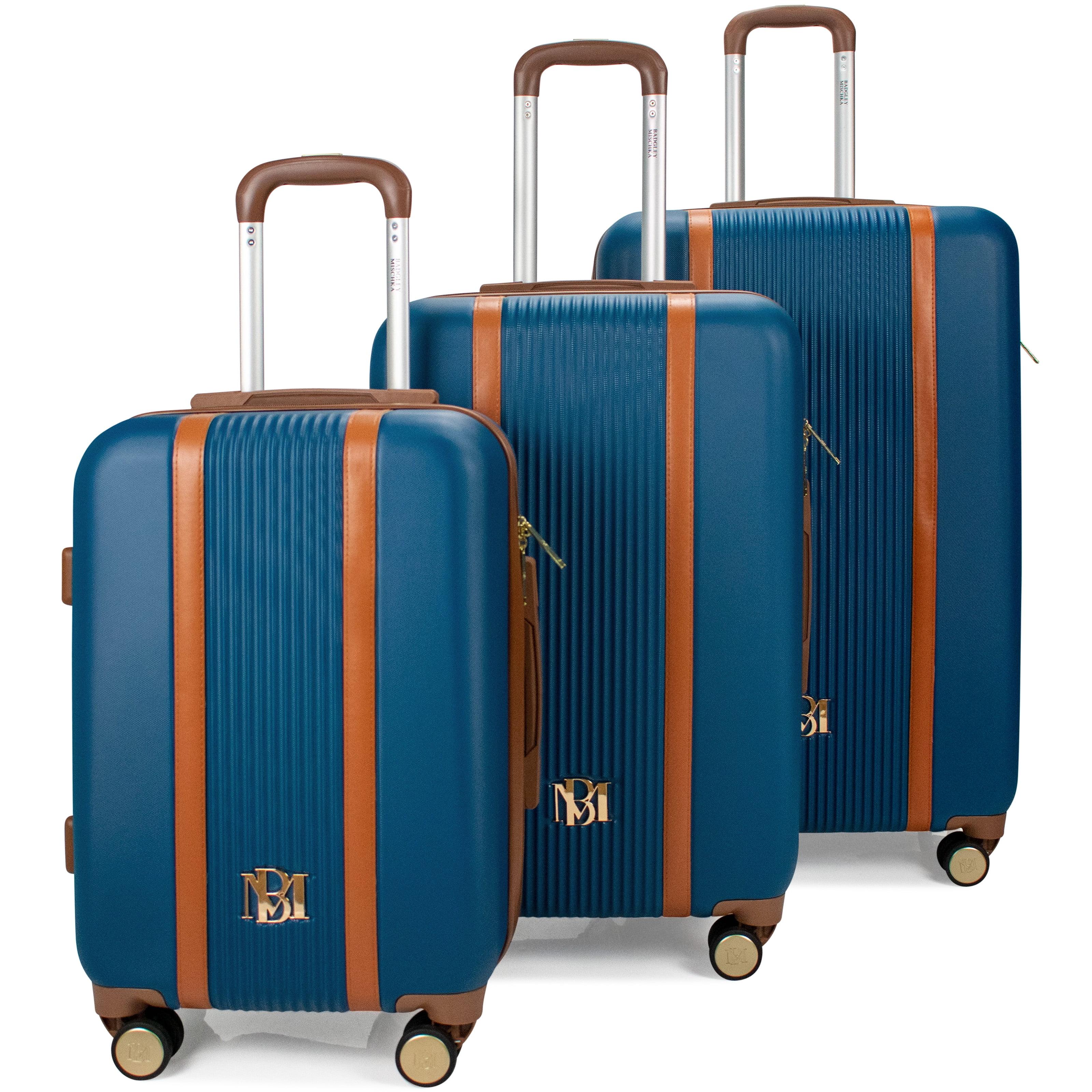 Badgley Mischka Mia 3pc Expandable Hardside Spinner Luggage Set - Navy