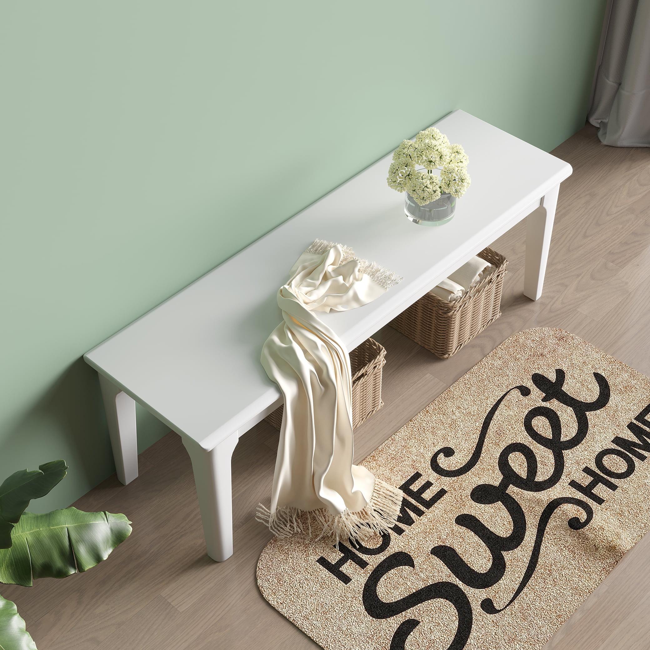 BALANBO Bed End Bench Wood Bench Living Room Entrance Bench Bedroom Seat Dining Table Chair, Bedroom, Living Room, Kitchen Wooden Bench (White Color)